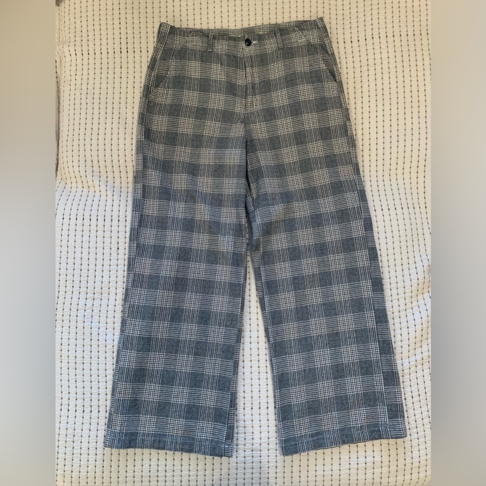 American Eagle Plaid Print High Rise Baggy Wide Leg Pants size 14